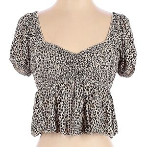Urban Outfitters Angelo Smocked Cheetah Print Top